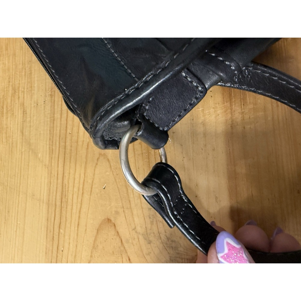 Vintage Fossil Leather Crossbody Bag Purse Black Top Zip Close Medium Travel - Picture 6 of 6